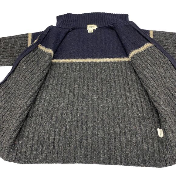 J.CREW Sweater Mens Medium Gray Knit 100% Wool Long Sleeve Full Zipper Outdoor - Picture 6 of 15